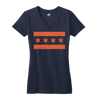 Chicago Flag v-neck t-shirt women's navy blue and orange | Bandwagon Champs