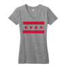 Chicago Flag vneck tshirt women's gray and red Bandwagon Champs