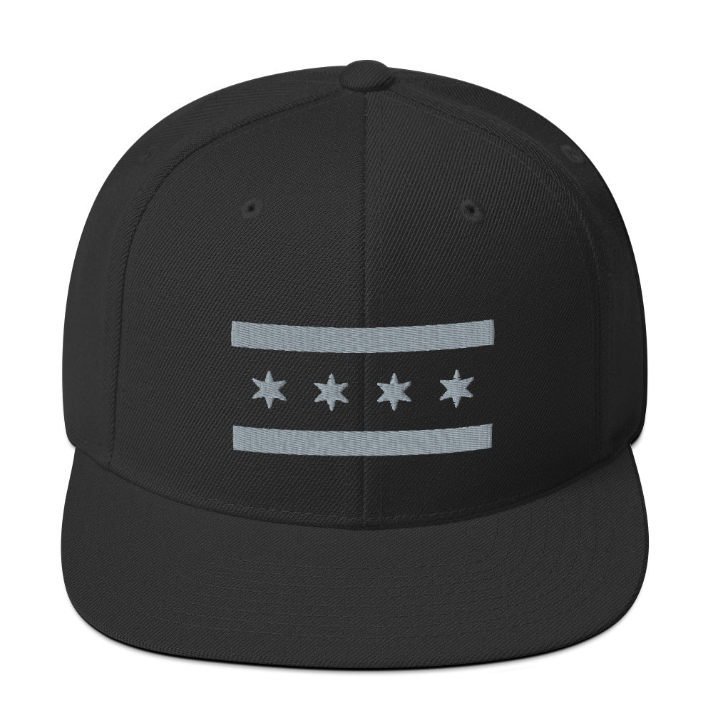 Chicago Flag Snapback Hat - Black and Gray